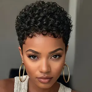 Fashion New Hot Woven Wigs for Women |   Loose Wave Pixie Cut Human Hair Wig |   180% Density Glueless Curly Bob Style with Rose Net Cap |   Versatile for Daily Wear & Festivals