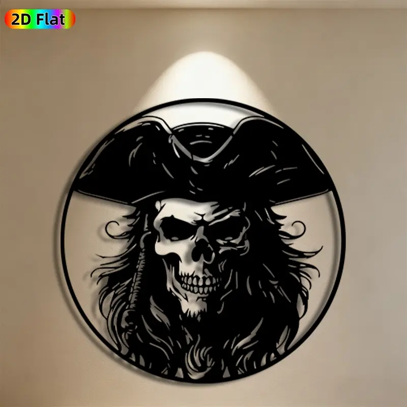 1pc Pirate Skull Metal Wall Art,Pirate Skull Statue Mural, Ideal Gift for Halloween, New Year, Pirate Decor Enthusiasts, Rust-Resistant Metal Wall Decor Wall Sculptures, Perfect for Outdoor Fence & Indoor Wall Pirate Enthusiasts