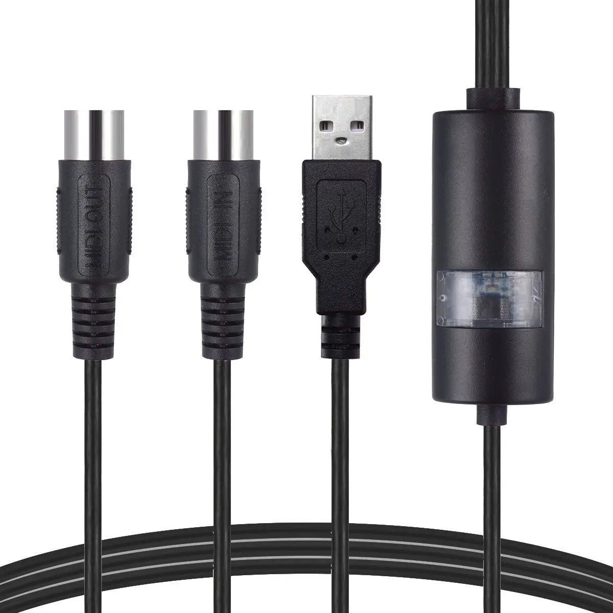 Professional MIDI to USB Cable for Music Production Keyboard Recording and Digital Audio Workstation Connectivity