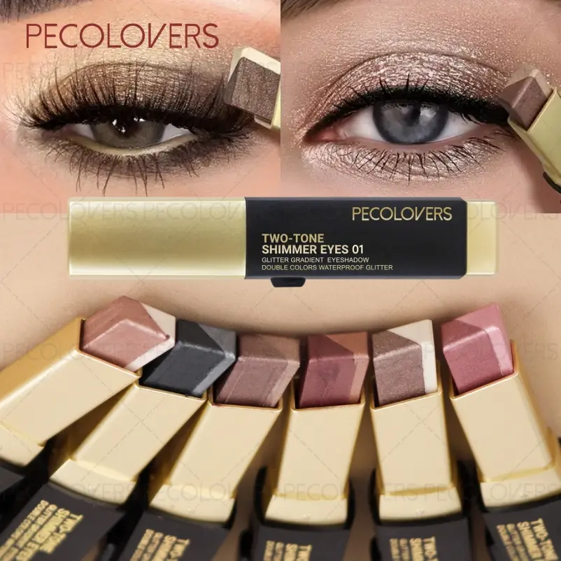 6pcs/set Two-in-one Two-color Gradient Pearlescent Eyeshadow Stick -Dual Color Gradient Eyeshadow Stick,  Long-lasting Shimmer and Metallic Texture, Highly Pigmented, Quick Makeup, Multiple Packs, Suitable for Gift Giving and Stocking up