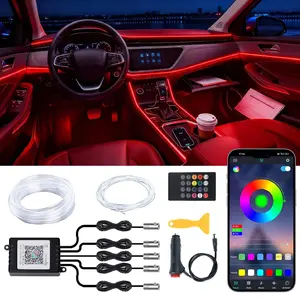 Car LED Interior Strip Light, 16 Million Colors 5 in 1 with 236 inches Fiber Optic, Multicolor RGB Sound Active Automobile Atmosphere Ambient Lighting Kit - Wireless Bluetooth APP Control