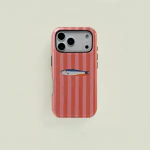 Striped Background Blue Fish Print Phone Case, Durable Two-In-One Protection,phone Case Suitable for Iphone 11/12/13/14/15/16/17 Pro Promax Plus Air and Samsung S22/S23/S24/S25 Plus Ultra Fe, Accessories, Shell