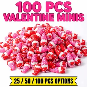 25/50/100 Pcs Mini Valentine Gnomes Bulk - Tiny Resin Figurines for Hide & Seek Pranks, Classroom Favors & DIY - Non Candy Gift