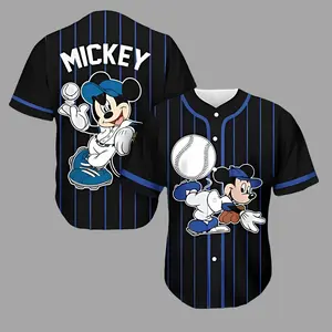 Mouse Baseball Jersey Hip Hop Baseball Jersey Gift, Cartoon Character White Red Baseball Jersey Shirt, Cartoon Baseball Shirt, Cute Baseball Jersey Shirt