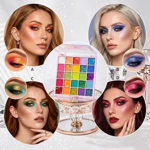 25 Shades Magic Eyeshadow Palette, Matte & Glitter Explosive Sparkle Crystal Shimmer Eye Shadow, Smooth Easy Blending High Color Payoff Eye Cosmetics, Ideal for Dance Performance, Play Makeup, Western Stage Makeup and COS Party Makeup, Glitter Eyeshadows