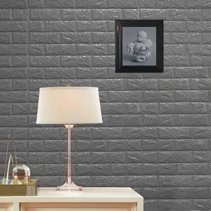 10 Pack Silver foam Brick Peel And Stick 3D Wall Tile Panels - Covers 58sq.ft