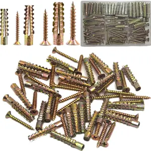 130pcs Tree Shaped Steel Wall Anchor with Screws for Hollow Wall, Concrete Wall, Plaster Wall and Wooden Wall，3 Sizes (5x30mm、 6x32mm、 8x38mm)