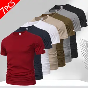 Men's 7PCS Summer T-Shirts, Quick Dry Crew Neck Tees, Including White T-Shirt and Red T-Shirt, Breathable Moisture Wicking Athletic Tops for Workout, Running, Gym and Daily Casual Wear outdoorfun  ash white pink shirt good graphic