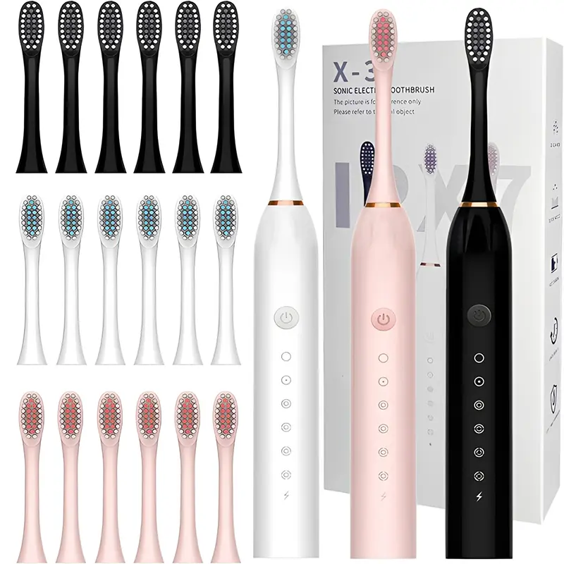 Sonic Electric Toothbrush for Adults, Rechargeable Toothbrush with 6 Brush Heads, 6 Cleaning Modes, IPX7 Waterproof, Smart 2-Minute Timer