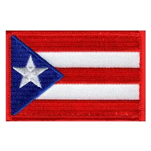 Red Border Puerto Rico 2PC State Flag Hook Fastener Patch 3x2 Inch for Uniforms and Gear