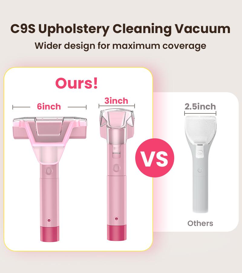 [NewYearSale!] Upholstery Carpet Vacuum Cleaner, 18KPa Suction Spot Cleaning Machine for Pet Stains, Carpets, Sofa, Car Seats, Mattress, with 3 Multipurpose Cleaning Tools, 6'' Deep Cleaning Brush | Portable 3-in-1 Little Pink C9S