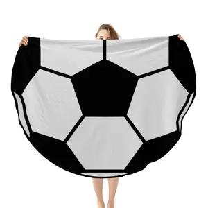 Round Soccer Print Flannel Fleece Blanket Classic Design Ultra-Soft Plush Throw for Couch Sofa Bed Birthday Gift Soccer Fans Home Decor