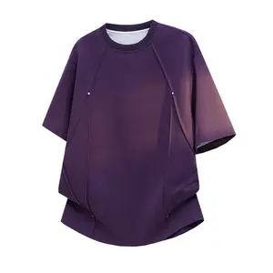 Men's Crew Neck Raglan Short Sleeve T-Shirt, Vertical Seam Rivet Decorations Curved Hem Relaxed Cut Streetwear Casual Top For Summer Sports Daily Commute Outdoor Leisure Activities#SummerWins