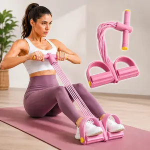 BloomFit 6-Tube Pedal Resistance Band Set – Full-Body Home Workout Equipment for Abs, Arms & Waist (Yoga & Pilates Ready, Unisex)