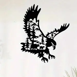 Eagle Design Hanging Decor, Hollow Out Design Wall Art, Wall Decor for Home Living Room Bedroom, Garden Decoration, Door Frame Decoration