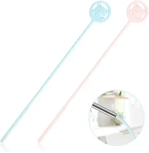 2pack Reusable Straw Cleaner Brush, Silicone Water Bottle Long Straw Cleaner Brush, Drinking Straw Cleaning Brush With Hanging Ring, Soft Bendable Crevice Brush for Glass Metal Straw