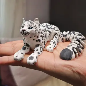1 Piece Realistic 3D Printed Snow Leopard Posing Legs, Figurine - Brown Black White Fur Texture, Stable Base - for Home, Office, Car Decoration - Perfect Gift for Christmas, Birthday, New Year - No Power Required - Wildlife Collection Decoration