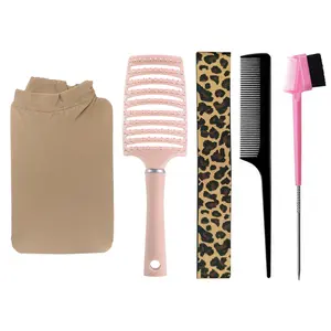 Mirelle 5 Pcs Wig Accessory Kit for Lace Front Wigs, Professional Wig Care Styling Tools Set with Vented Brush, Rat Tail Comb, Edge Brush, Wig Stocking Cap, Lace Melting Band for Wig Wearers Beginners