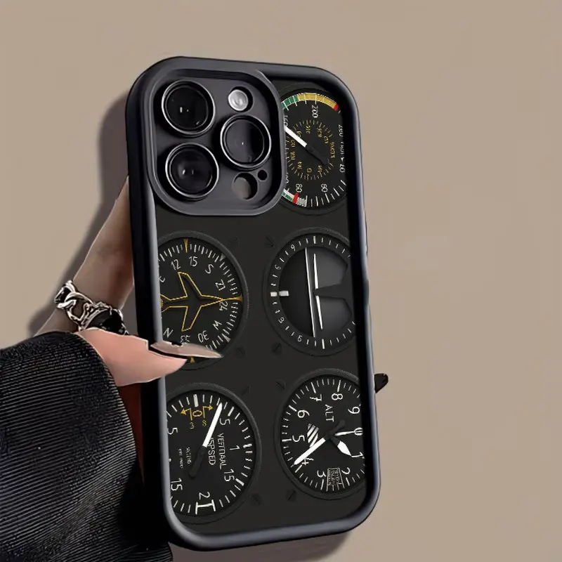 Aviation Instrument Phone Case， Retro Pilot Gauge Style for iPhone 17 16 15 14 13 12 11 Plus Pro Max， Professional Birthday Gift.