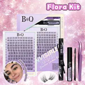 B&Q Flora Kit l Airy Natural Wispy Look,Featherlight Weightless Feel,C Curl Invisible Band 8-18mm Beginner Friendly DIY Eyelash Extensions at Home Makeup Cosmetic Feb Stockup
