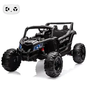 GARVEE 24V Remote Control Ride On Car with 400W Motors, Battery Powered Off-Road UTV, Spacious 19" Seat, 4 Shock Absorbers, Max Speed 4.5 Mph, Music and LED Lights, Electric Vehicle for Big Youth, Black