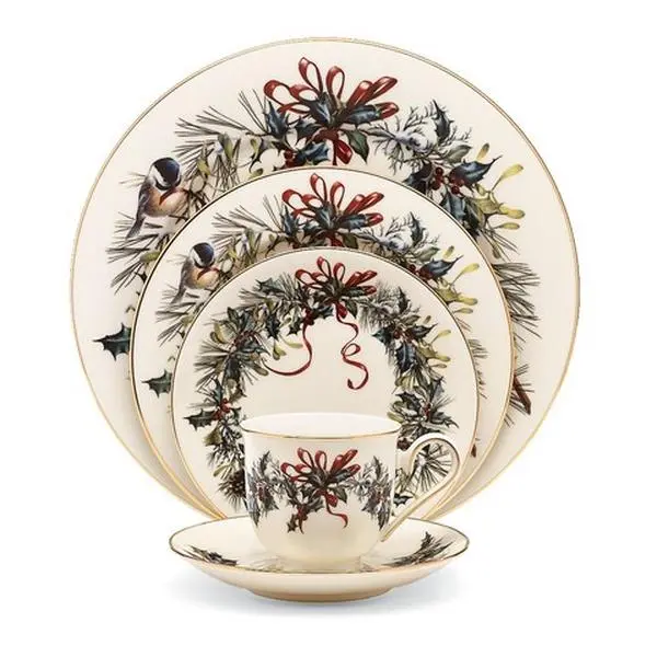 Lenox Winter Greet Classic Tableware, 5-Piece Plaid Place Setting with Round Plates for Holiday Meals