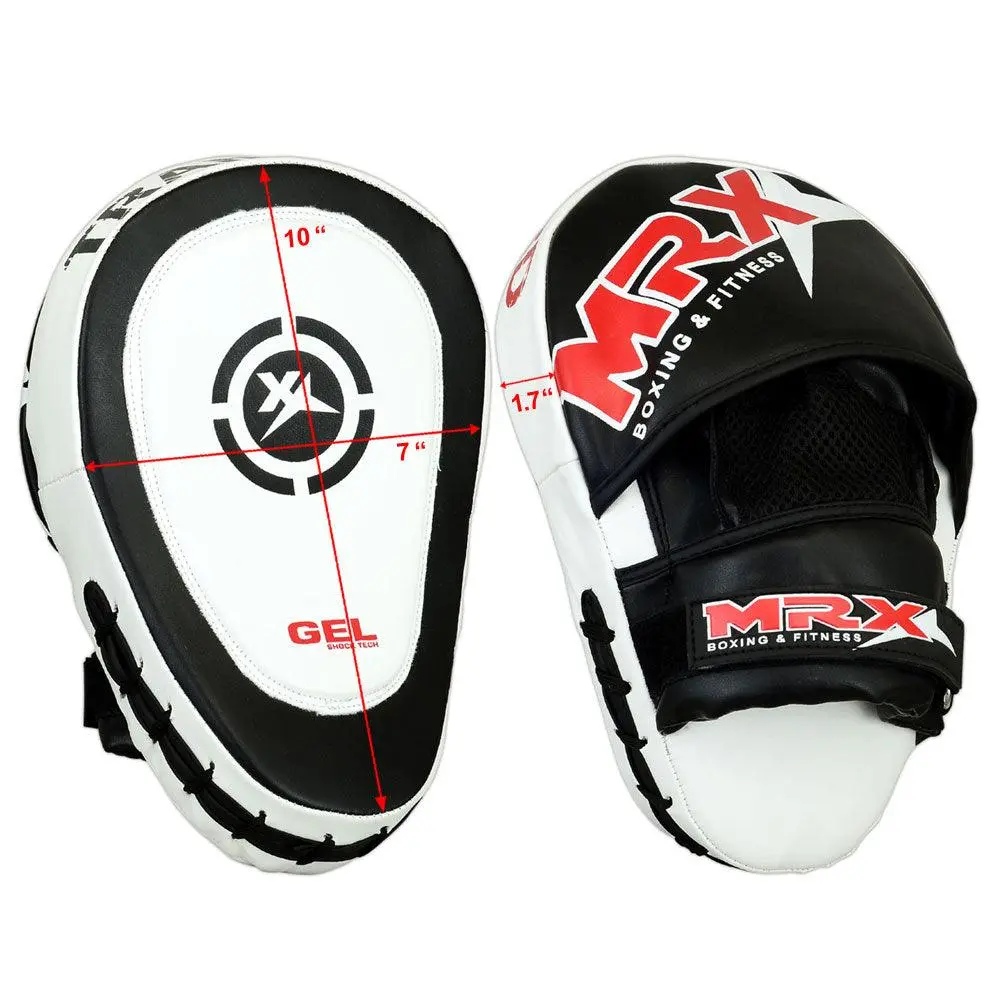 MRX Pro-Style Focus Pad Mitts, Lightweight PU Leather with Contrast Stitch, Shock Absorbing Eva Foam Pad for Boxing, MMA & Martial Arts, Eva Shock Absorb, Cardio Classes, Unisex Adults