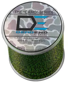 DEADEND Fishing Camo & Electric Green Monofilament Line 20Lb 540 Yards .0177" Diameter for Hard Core Fishermen