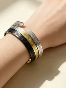 Stainless Steel Elegant Arabic Calligraphy Open Bracelet, Islamic Style Gift Jewelry, Casual All-Season Accessory, Graphic Pattern, Open Cuff