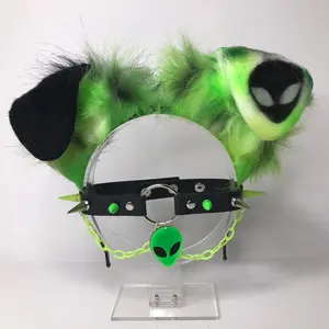 Black green alien Ear necklace Halloween Cosplay costume Black green alien Ear necklace Halloween Cosplay costume