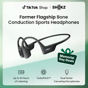 SHOKZ OpenRun Pro - Open-Ear Bluetooth Bone Conduction Sport Headphones, Sweat Resistant Wireless Earphones  with Premium Deep Base - Built-in Mic