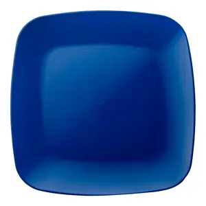 Blue Flat Rounded Square Disposable Plastic Appetizer/Salad Plates (7.25")
