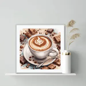 5D Diamond Painting Coffee Cup Creative Picture Kitchen DIY Decoration Full Diamond Embroidery Cross Stitch Kit Rhinestone Photo Gifts Home Decoration