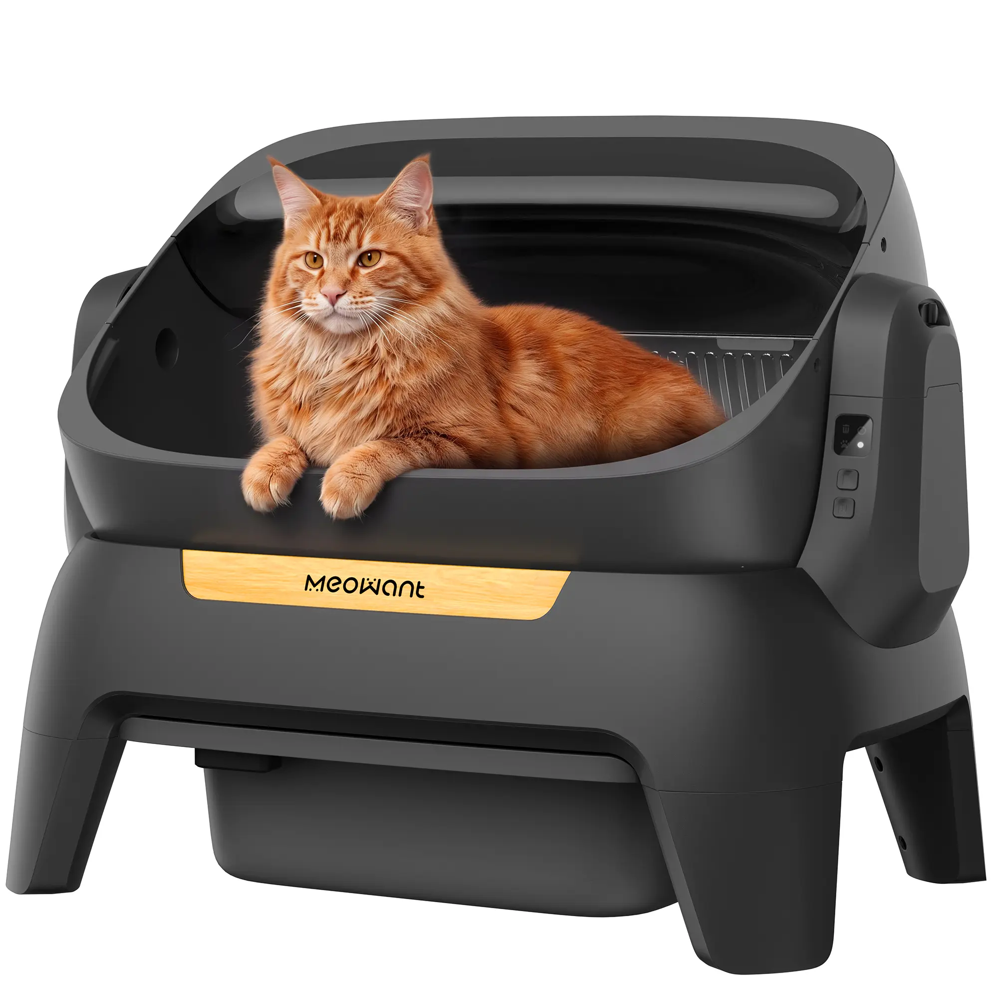 Meowant XXXL Low Noise Automatic Cat Litter Box - Extra Large Self-Cleaning Tray for Multiple Cats, APP Control, Infrared Scanning, Anti-Pinch Feature, 12L Waste Bin, Odor-Free Design, Automatic Litter Box