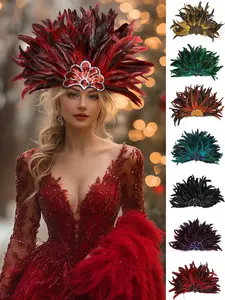 1pcs Women's Fascinator Feather Headpiece Sequin Feather Headdress for Wedding Masquerade Party Cosplay Showgirl headpiece
