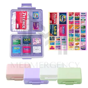 Pill Organizer | 8 or 9 Compartments | FREE Pre-cut Medicine Label Sticker Sheets | Travel Pill Box | Medicine Storage Container Case Healthcare Aid