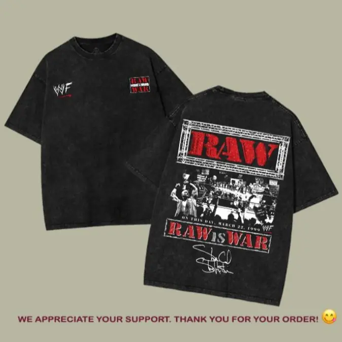 Raw Is War Stone Cold WASHED TEE, Wrestling Graphic Tee, Wrestler Shirt, Sports Shirt, Vintage Wresting Shirt, Wrestling Gift tshirts Menswear Top