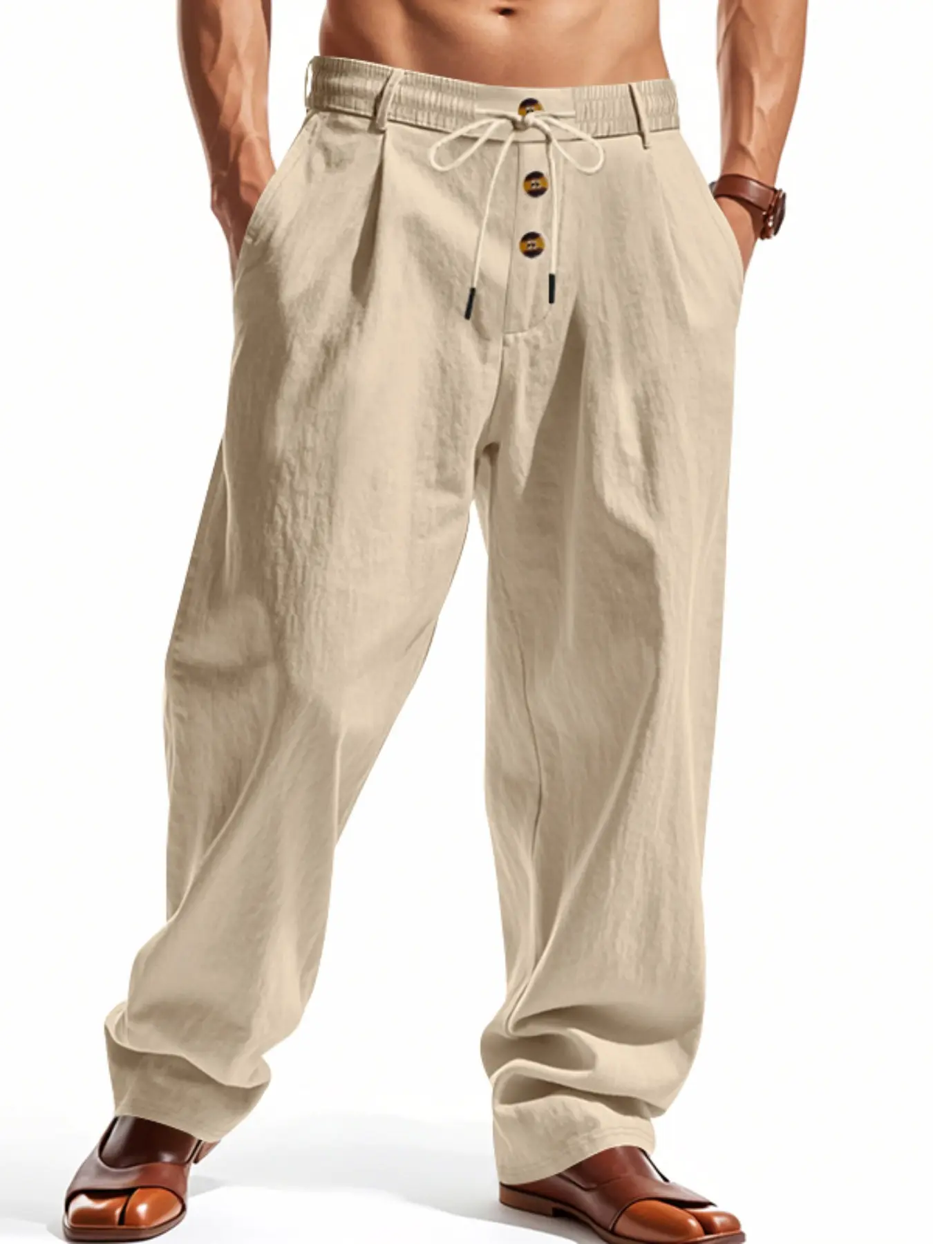 Men's solid color casual straight-leg pants, Casual Relaxed Fit Trouser, Casual Minimalist Trousers with a Classic minimalist style. Suitable for daily wear, outdoor activities. Loose-fitting, Breathable and comfortable linen fabric, Casual Comfy Trouser