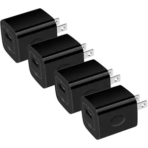 Single Port Charging Block, 4Pack 1A/5V Black Wall Charger Box USB Charging Plug Cube Brick for iPhone 17 16 Pro 15 14 Pro Max 13 12 Plus,Samsung Galaxy S25 S24 S23 A15 A14,Moto,Android Phone Chargers