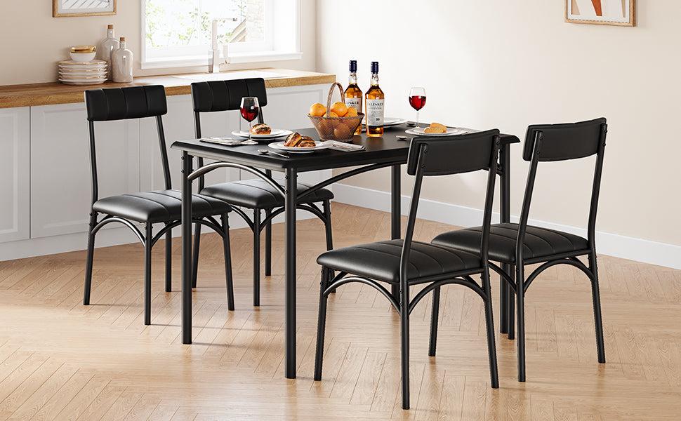 GARVEE Dining Table Set for 4 with Upholstered Chairs + Sturdy Metal Frame + Space-Saving Design + MDF Board + Easy to Maintain + Easy to Assemble + Suitable for Small Spaces