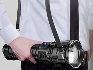 High Lumen Rechargeable Flashlight, 15000mAh High Power LED Tactical Torch, Long-Distance Lighting, USB Charging, Mobile Power Function, Digital Display, Ideal for Emergency, Camping, High Lumen Flashlight