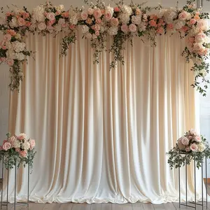 Champagne Backdrop Curtains for Wedding Parties, 10x10FT Wrinkle Free Photo Backdrop Curtains for Wedding Birthday Party  Shower, Fabric Drape with Rod Pockets 5ft x10ft, 2 Panels