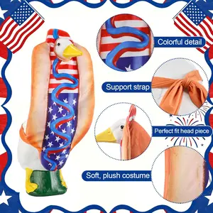 23Inch Porch Goose Patriotic 4th of July Hot Dog Outfit American Flag Costume Porch Goose Clothes Courtyard Goose Outfits Home Decor Housewarming Gift Statue Patio Garden Decoration