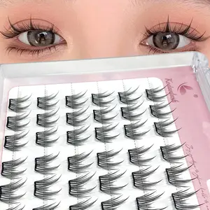 36pcs C-Curl Self-Adhesive Lash Clusters, Natural Cartoon Makeup Effect, No Glue Needed, Invisible Tape - Long-Lasting, No Sticky Residue, Pre-Glued Lash Clusters, False Lash Clusters, Individual False Lashes, False Eyelashes
