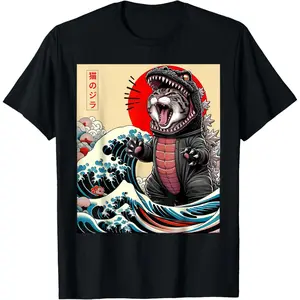 Catzilla Cat Japanese Art Funny Cat For Men Women Kid T-Shirt