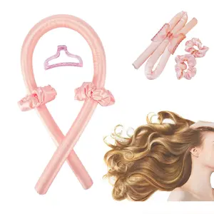 Heatless Curling Rod Headband, Silk Curls Rod Headband,No Heat Rollers to Sleep in Overnight Satin Hair Curlers for Long and Medium Hair