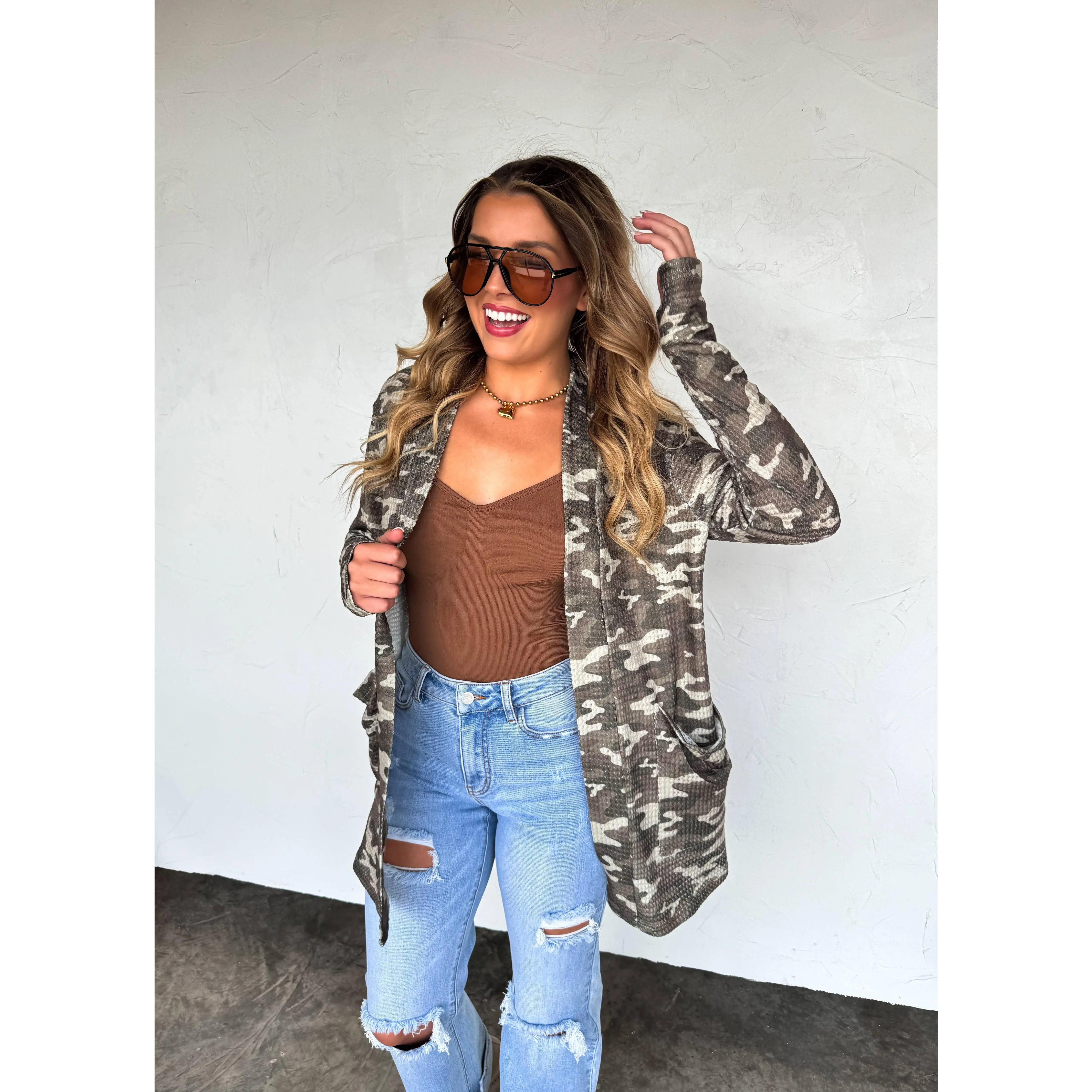 CAMO PRINT CARDIGAN