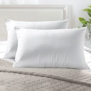 Mocassi Retreat Solid Cotton Shell Hotel Pillows, Gel-Infused Filling - Set of 2