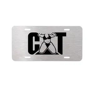 CAT Black and Chrome License Plate for Men and Women