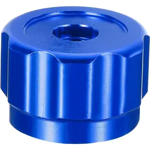 PATIKIL Round Wheel Handle, Faucet Handles Refrigerant Manifold Gauges Knob Square Broach Handwheel Replacement, Aluminum Alloy Blue